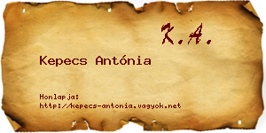 Kepecs Antónia névjegykártya